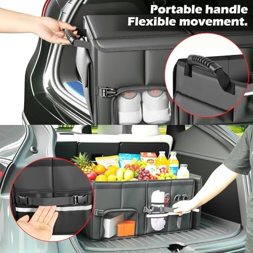 Trunk Organizer Car Organizer Leather Storage Box 3-grid Foldable - Image 4