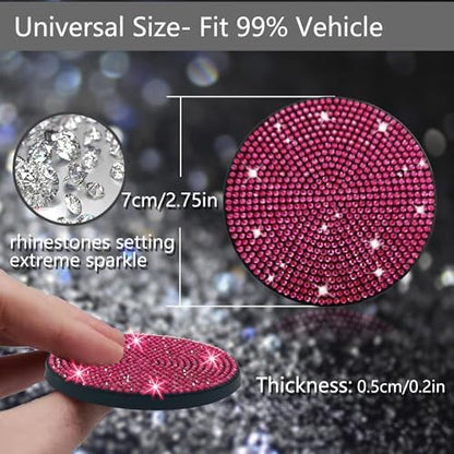 NBTEPEM 2pcs Bling Car Cup Holder Coaster, 2.75 inch Anti-Slip Shockproof - Image 2