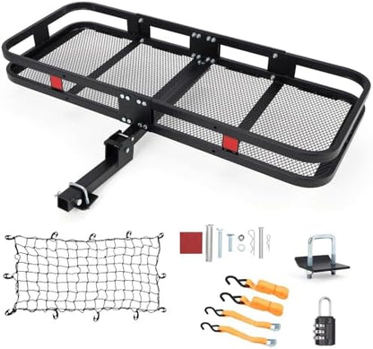 Heavy-Duty Folding Hitch Cargo Carrier 60x24x6'', 500 lbs Capacity – by Jojoka