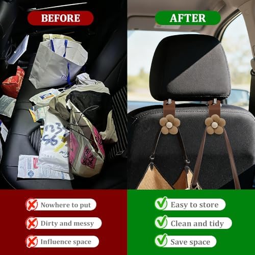 2PCS Car Seat Headrest Hooks, Car Bag Hooks, Cute Bow Knot Vehicle Seatback - Image 5