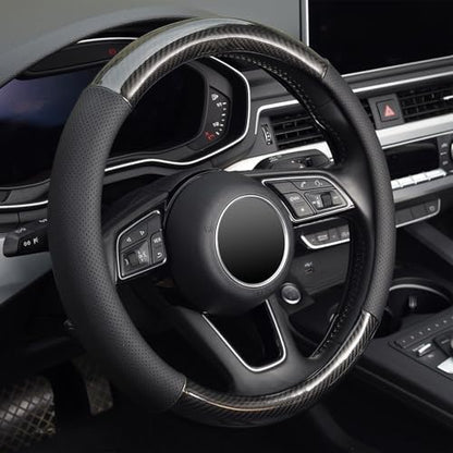 KAFEEK Classic Carbon Fiber Steering Wheel Cover, 15 inch - Image 5
