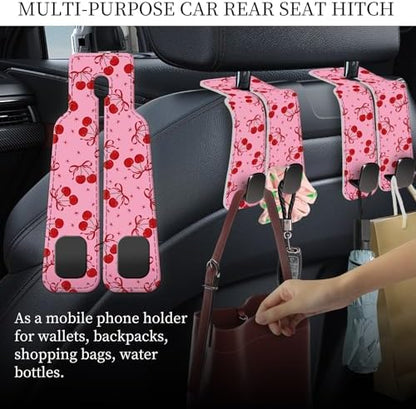 PU Leather Car Seat Hook, Storage Headrest Hanger, Cute Car Backseat Organizer - Image 2