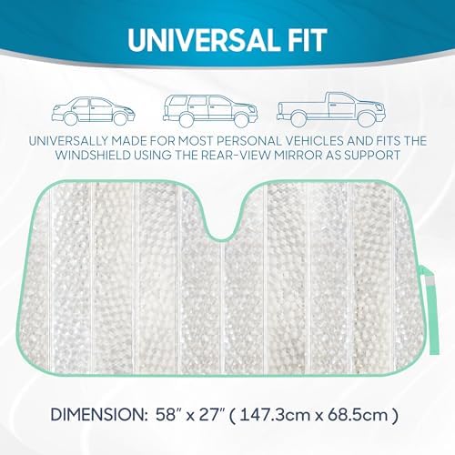 BDK Crystal Mermaid Car Windshield Sun Shade Accordion Folding Sunshade Blocks - Image 6