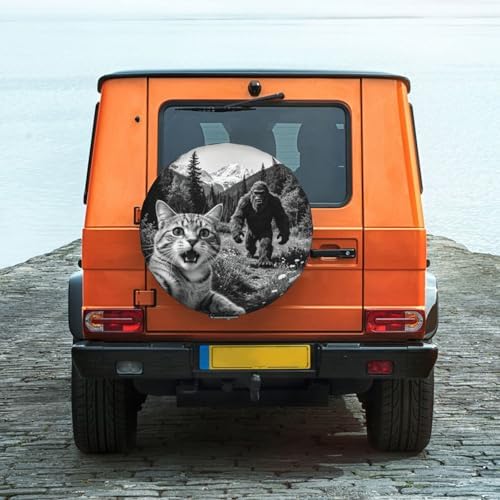 Cat Selfie with Bigfoot Spare Tire Cover Waterproof Wheel Cover 16 Inch - Image 2