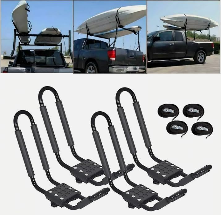 2 Pairs Kayak Roof Rack Carrier Boat Ski Surf Roof Mount Car Cross J-Bar - Image 4