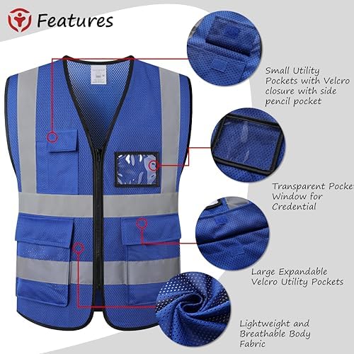 Reflective Safety Vest for Men Women Construction Vest ANSI Standard AP1 - Image 3