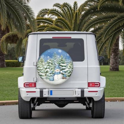 Snowman Spare Tire Cover for RV Trailer, Winter Snowflakes Waterproof Wheel - Image 6
