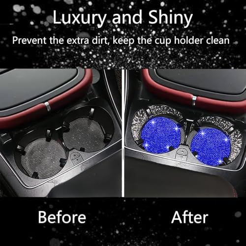 NBTEPEM 2pcs Bling Car Cup Holder Coaster, 2.75 inch Anti-Slip Shockproof - Image 6