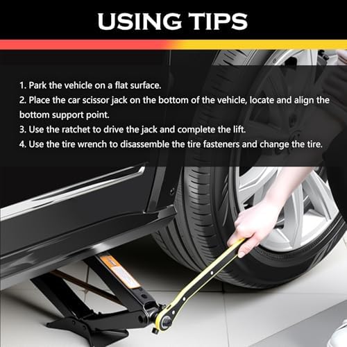 2T Scissor Jack for Car Tool Kit, Heavy Duty Car Tire Changing Kit for - Image 6
