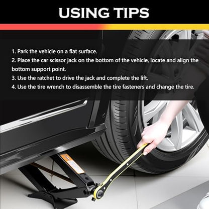 2T Scissor Jack for Car Tool Kit, Heavy Duty Car Tire Changing Kit for - Image 6