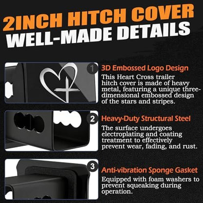 Metal Christ Heart Cross Traler Hitch Cover - Image 3