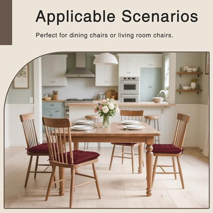 OVOV 4 Pack Chair Cushions for Dining Chairs 15.5"x15.5" Burgundy - Image 5