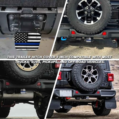 Vintage USA Flag Tow Hitch Covers Heavy Duty Rubber Trailer Hitch Cover 2" - Image 5