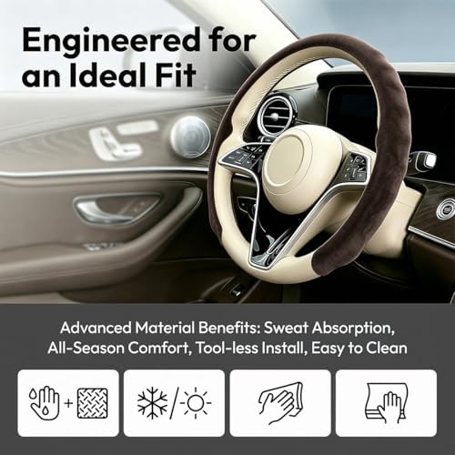 Mandark 15 Inch Car Steering Wheel Cover, Dark Brown - Image 3