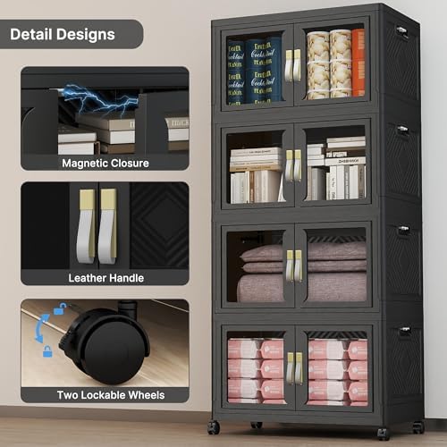 Stackable Storage Bins with Doors & Lids & Wheels - Image 5