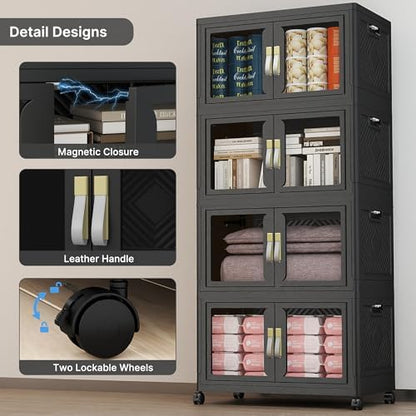 Stackable Storage Bins with Doors & Lids & Wheels - Image 5