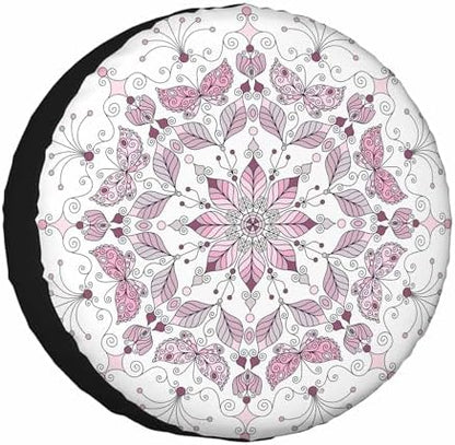 Lotus Spare Tire Cover for RV Trailer Pink and Purple Flower Lacy Pastel Wheel by NOMEDOGYIM