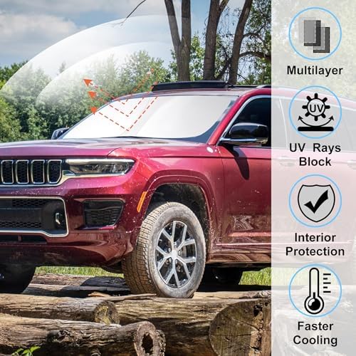 Windshield Sun Shade Sunshade for 2021-2026 Jeep Grand Cherokee L - Image 2