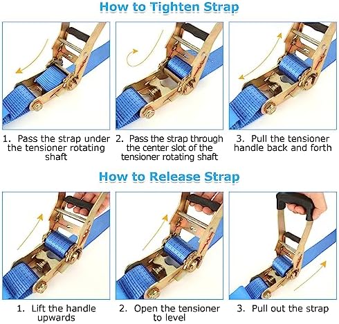2 Pack 2 Inch Ratchet Straps Heavy Duty 20ft Tie Down Straps Ratchet - Image 6