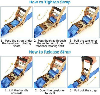 2 Pack 2 Inch Ratchet Straps Heavy Duty 20ft Tie Down Straps Ratchet - Image 6