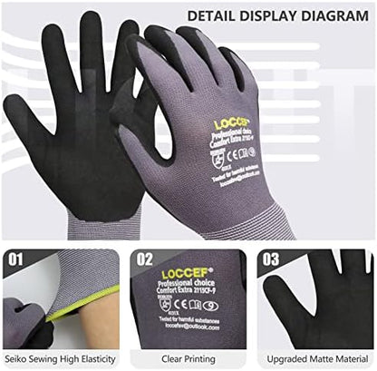 LOCCEF MicroFoam Nitrile Coated Safety Work Gloves - Image 2