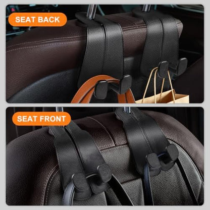 CoBak Extra Wide Car Seat Back Hooks, Premium Stitched Leather Headrest Hangers - Image 2