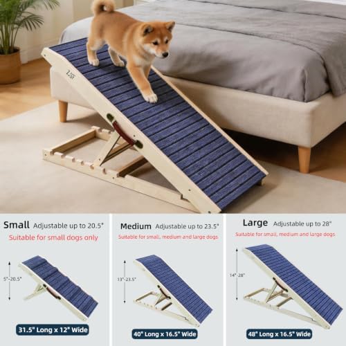 ZJSF Wooden Dog Ramp for High Bed & Couch, Non-Slip Walking Surface, Portable - Image 3