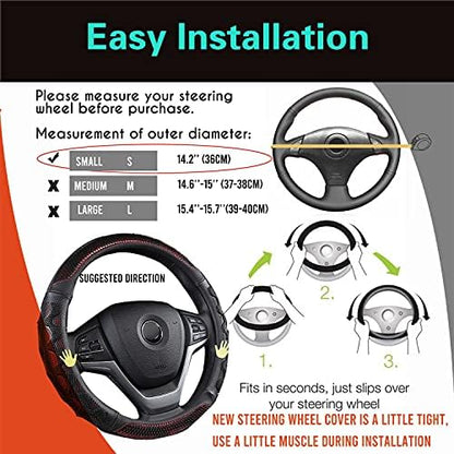 PINCTROT Small Size 14In Round Steering Wheel Cover Great Grip - Image 6