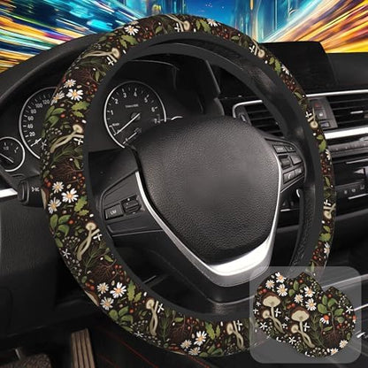 Mushrooms and Herbs Steering Wheel Cover by Unknown