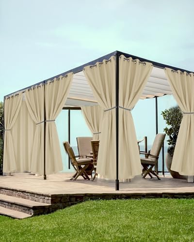 Grommet Outdoor Curtains for Patio Waterproof 8 Pcs 54x84 In Cream by HolidayIdeas