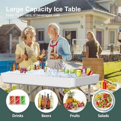 4 Foot Ice Cooler Table with Drain and Detachable Skirt - Image 4