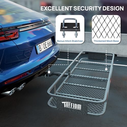 TUFFIOM Folding 500lbs Steel Hitch Mount Basket Cargo Carrier, Waterproof Cargo - Image 6