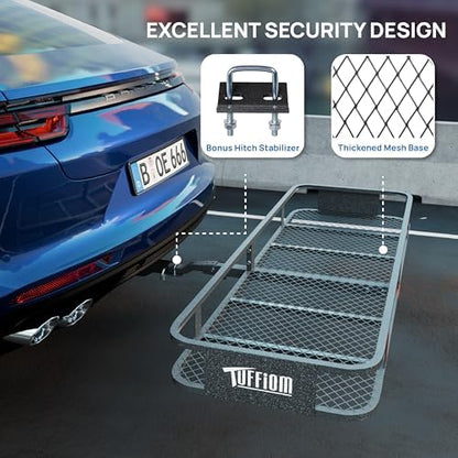 TUFFIOM Folding 500lbs Steel Hitch Mount Basket Cargo Carrier, Waterproof Cargo - Image 6