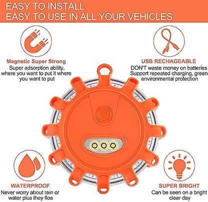 Tobfit 4 Pack Rechargeable LED Road Flares Roadside Emergency Car Kit, - Image 6