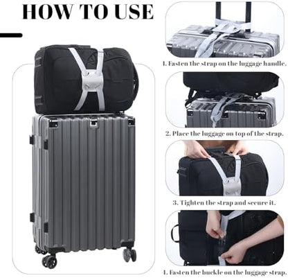 2 Pack Luggage Straps, Adjustable Elastic Bag Bungee Belt 2 Colors Travel - Image 5