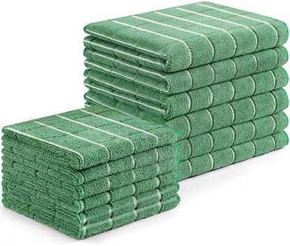 Homaxy Microfiber Kitchen Towels and Dishcloths Sets, 12 Pack, Grass Green by Homaxy