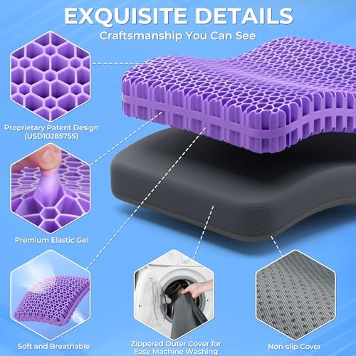 TushGuard Gel Seat Cushion for Long Sitting, Breathable Thick Patent Design - Image 2