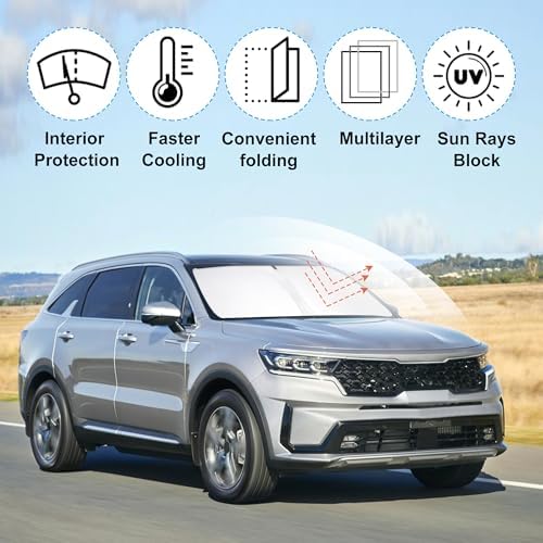 Windshield Sun Shade Sunshade for 2021-2025 2026 Kia Sorento - Image 2
