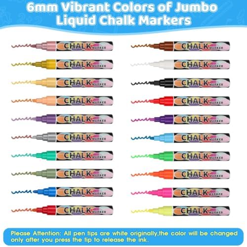 6PCS Royal blue Jumbo Liquid Chalk Markers Erasable 6mm Reversible Tip - Image 2