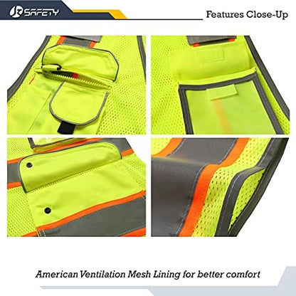 JKSafety Safety Vest for Men Women Reflective Hi Vis JK100 Yellow 2XL - Image 2