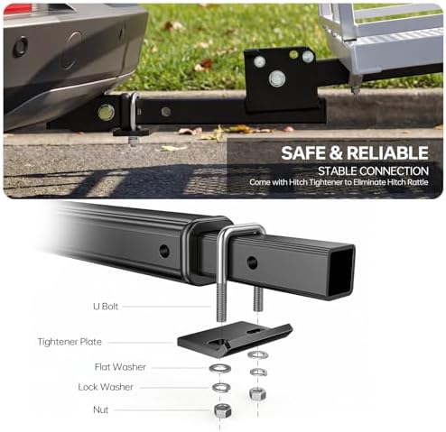 Forluck 60"x24"x14" Folding Hitch Mount Cargo Carrier, 500 lbs Capacity Heavy - Image 7