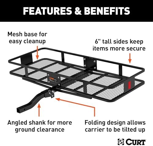 CURT 18153 Folding Hitch Basket Cargo Carrier, 500 lb - Image 3