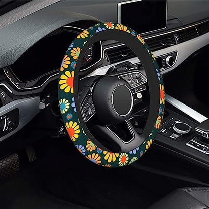 Hippie Flower Steering Wheel Cover, Anti-Slip 15 Inches Car Steering Wheel Cover - Image 2
