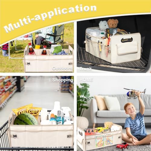 Car Trunk Organizer, Collapsible Car Organizers and Storage Large Beige - Image 4