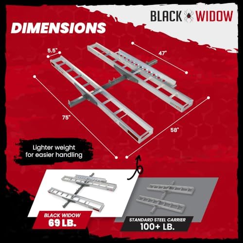 Black Widow Aluminum Double Motorcycle Hitch Carrier, 600 lb, 2 in Hitch - Image 3