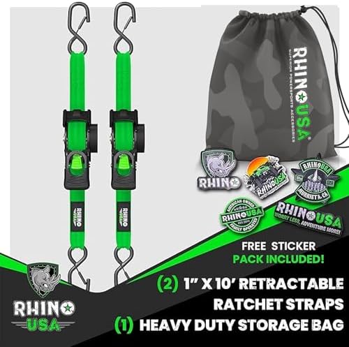 Rhino USA Retractable Ratchet Straps - 1in x 10ft - Image 6