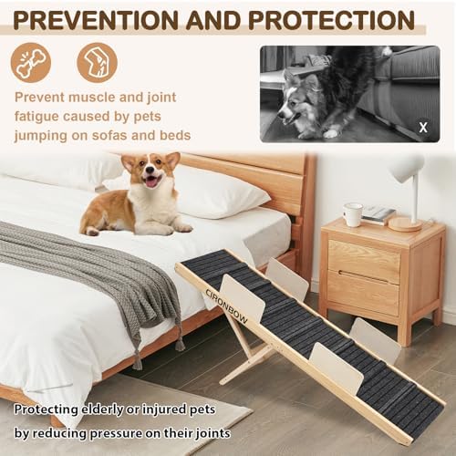 Upgraded Dog Ramp for Bed, Non-Slip Pad & Safety Baffle-6 Adjustable Height 12" - Image 3