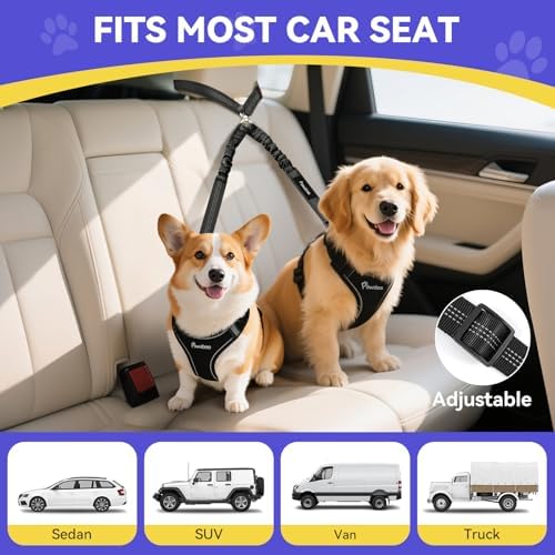 Pawaboo Dog Seat Belt for Car, Y Shape Two Dog Cars Harness for Cars Travel - Image 3
