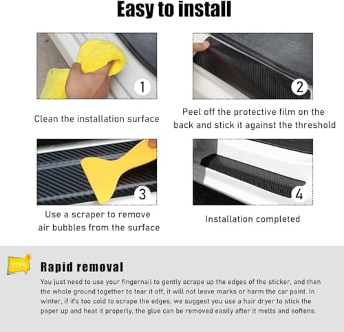 4Pcs Car Door Sill Protector Carbon Fiber Door Entry Guard Scuff Plate fit - Image 4