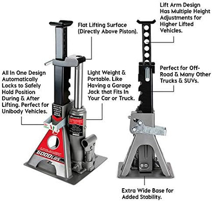 Powerbuilt 3 Ton, Bottle Jack and Jack Stands in One, 6000 Pound Capacity - Image 3